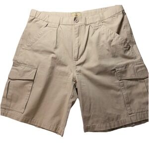 Joe Marlin Mens Cargo Shorts Khaki Tan Elastic Waist Outdoor Hiking Size 34